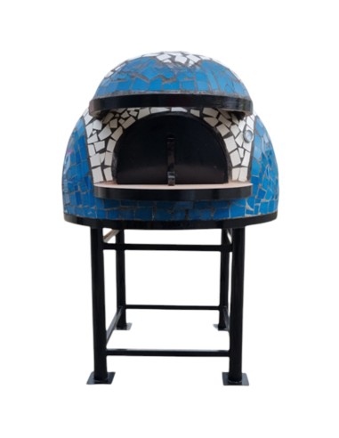 Forno A Legna Artigianale 100 cm Capienza 3/4 Pizze Wave Bianco Azzurro Con Base