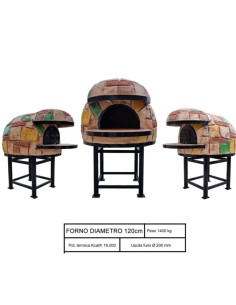 Forno Legna Artigianale Diametro 120 cm Capienza 5 pizze Rustico Con Base Ferro 2