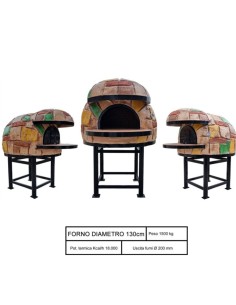 Forno Legna Artigianale Diametro 130 cm Capienza 6/7 pizze Rustico Base Ferro 2