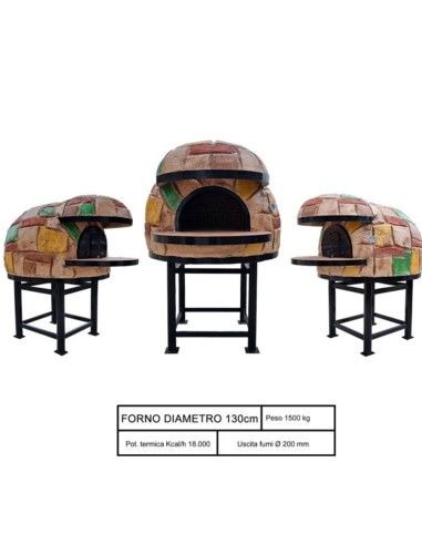 Forno Legna Artigianale Diametro 130 cm Capienza 6/7 pizze Rustico Base Ferro