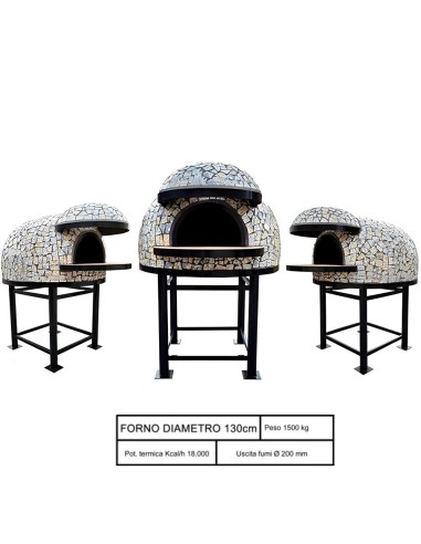 Forno Legna Artigianale Diametro 130 cm Capienza 6/7 pizze Vietri Con Base Ferro