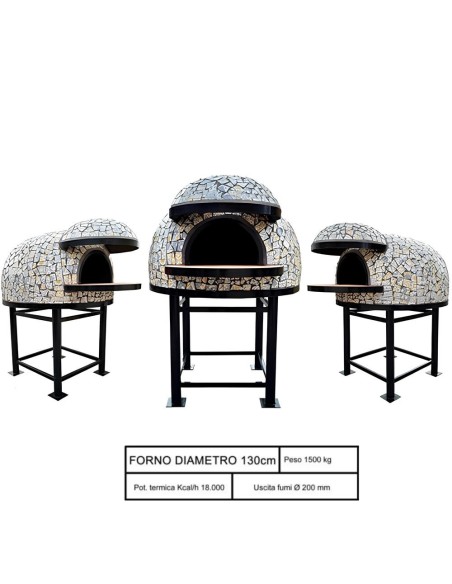Forno Legna Artigianale Diametro 130 cm Capienza 6/7 pizze Vietri Con Base Ferro