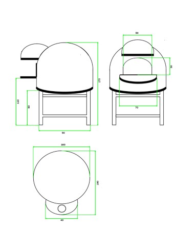 Forno Legna Artigianale Diametro 130 cm Capienza 6/7 pizze Vietri Con Base Ferro