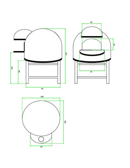 Forno Legna Artigianale Diametro 130 cm Capienza 6/7 pizze Vietri Con Base Ferro