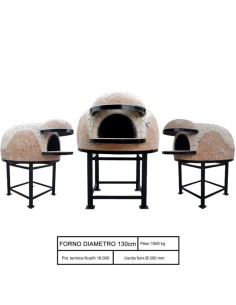 Forno A Legna Artigianale Diametro 130 cm Capienza 6/7 Pizze Wave Beige Con Base 2