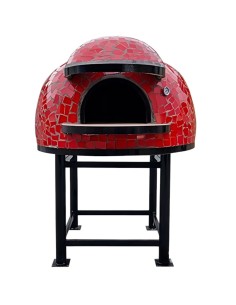 Forno Legna Artigianale Diametro 140 cm Capienza 8/9 pizze Unique Rosso Con Base