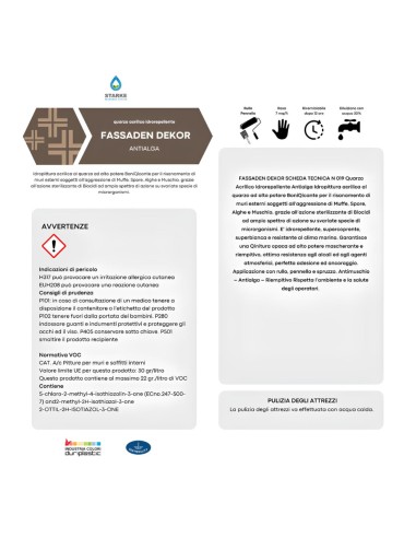 Quarzo Fine Fassaden Dekor Acrilico Coprente Idrorepellente Antialga Antimuffa