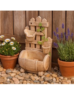 Fontana Giardino Botte Marrone Calcestruzzo Senza Rubinetto 56 x 39 x h.103 cm 2