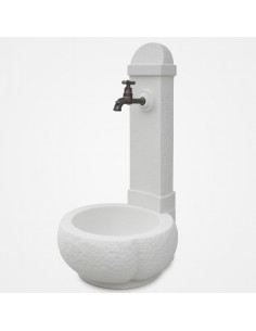 Fontana Giardino Camogni Bianco Calcestruzzo Cemento Senza Rubinetto 