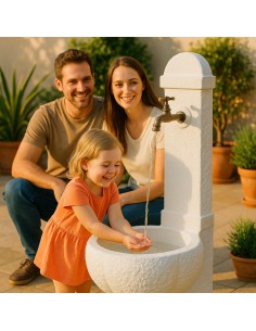 Fontana Giardino Camogni Bianco Calcestruzzo Cemento Senza Rubinetto  2