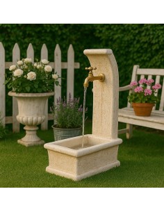 Fontana Da Giardino Modello Luna Calcestruzzo Cemento H100 Cm Senza Rubinetto Design Elegante 2