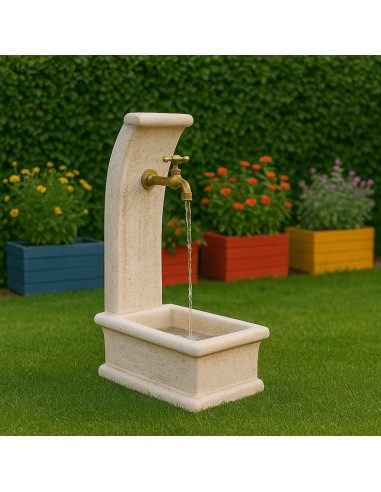 Fontana Da Giardino Modello Luna Calcestruzzo Cemento H100 Cm Senza Rubinetto Design Elegante