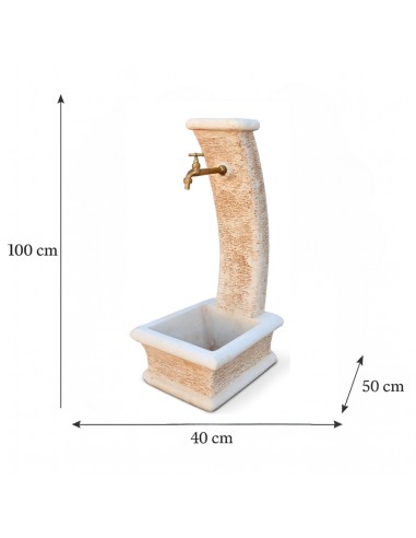 Fontana Da Giardino Modello Luna Calcestruzzo Cemento H100 Cm Senza Rubinetto Design Elegante
