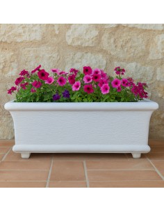 Fioriera Giardino Cemento Effetto Pietra Bianca L.90xP.40xH.40 cm Serie Grecale 