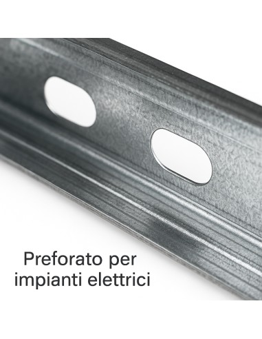 Montante C Standard 2 m Profilo Preforato Sp 0,6 mm Fissaggio Cartongesso 16 Pz