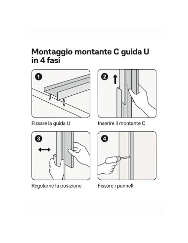 Montante C Standard 2 m Profilo Preforato Sp 0,6 mm Fissaggio Cartongesso 16 Pz