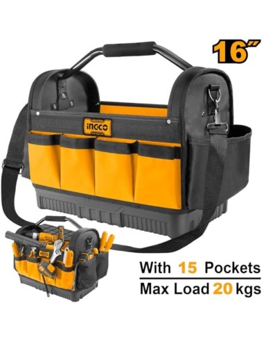 Borsa Porta Attrezzi 15 Tasche Base Rigida Organizzazione Utensili cm 40 
