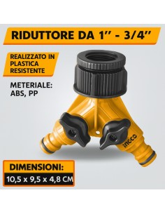 Connettore  Plastica Tubo Due Vie 1'' Riduttore Chiusura Dado Girevole  2