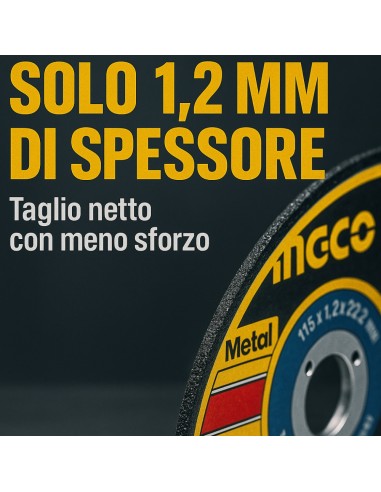 Disco Taglio Abrasivo Professionale Lavorazioni Metallo Acciaio Inox 115x1,2 mm