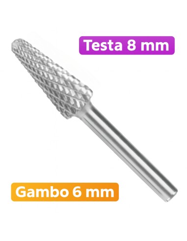 Fresa Conica Carburo Tungsteno Testa Raggiata Fori Smussature  