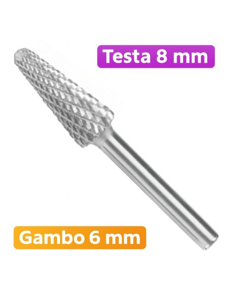 Fresa Conica Carburo Tungsteno Testa Raggiata Fori Smussature  