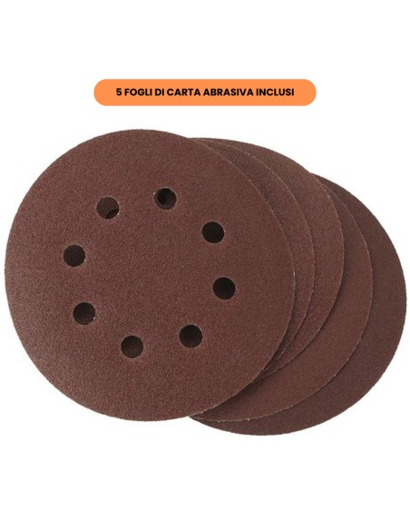Levigatrice Rotorbitale Batteria Al Litio 20V Nuda 5 Fogli Carta Abrasiva