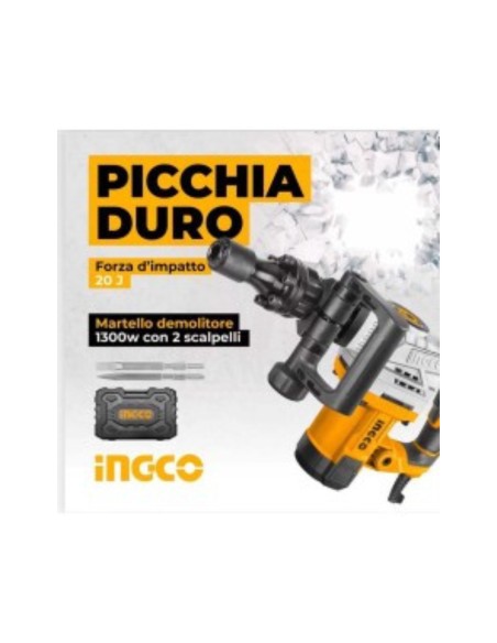 Martello demolitore da 1300 watt con due scalpelli e valigetta PDB130018