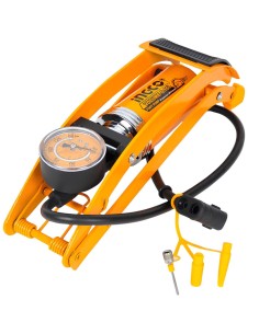 Pompa Pedale Professionale Manometro Tubo Acciaio Bici Moto Auto 55x120mm 2