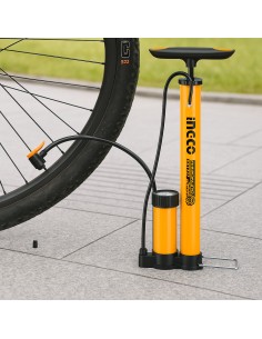 Pompa Manuale Professionale Manometro Tubo Acciaio Bici Moto Auto  38x500 mm 2