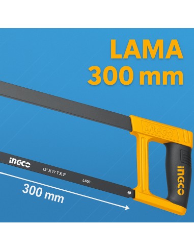 Seghetto Arco 300 mm Regolabile Lama 65 Mn 24 T Impugnatura Morbida Acciaio