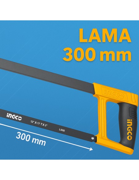 Seghetto Arco 300 mm Regolabile Lama 65 Mn 24 T Impugnatura Morbida Acciaio