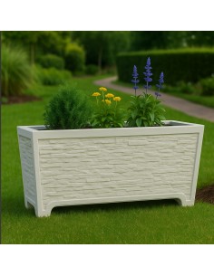 Fioriera Giardino Cemento Effetto Pietra L.100xP.40xH.60 cm Serie Stratis