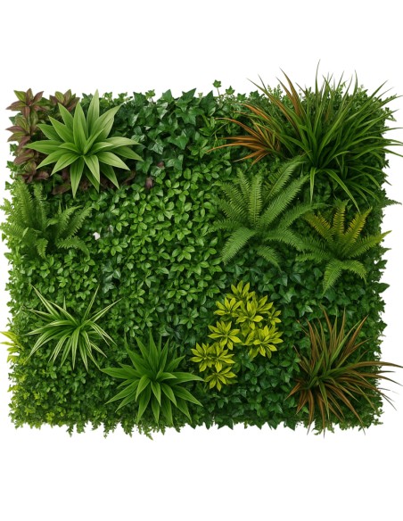 Pannello decorativo di siepe artificiale da 100 x 100 cm per interni ed esterni Amazzonia effetto 3D