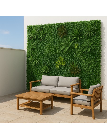Pannello decorativo di siepe artificiale da 100 x 100 cm per interni ed esterni Amazzonia effetto 3D