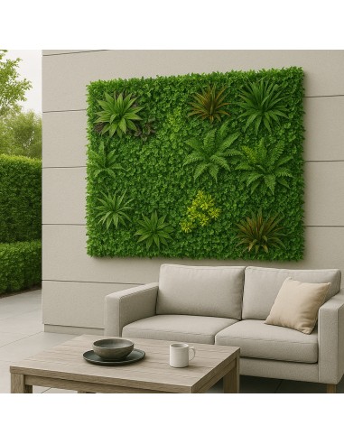 Pannello decorativo di siepe artificiale da 100 x 100 cm per interni ed esterni Amazzonia effetto 3D