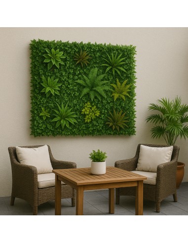 Pannello decorativo di siepe artificiale da 100 x 100 cm per interni ed esterni Amazzonia effetto 3D