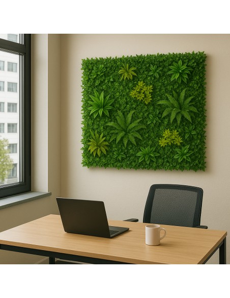Pannello decorativo di siepe artificiale da 100 x 100 cm per interni ed esterni Amazzonia effetto 3D