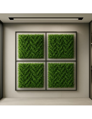 Pannello Decorativo Siepe Artificiale Interni Esterni 50 x 50 x h3 cm Felce  
