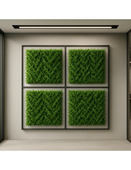 Pannello Decorativo Siepe Artificiale Interni Esterni 50 x 50 x h3 cm Felce  