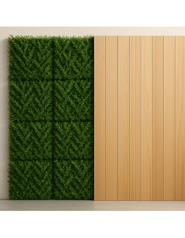 Pannello Decorativo Siepe Artificiale Interni Esterni 50 x 50 x h3 cm Felce  