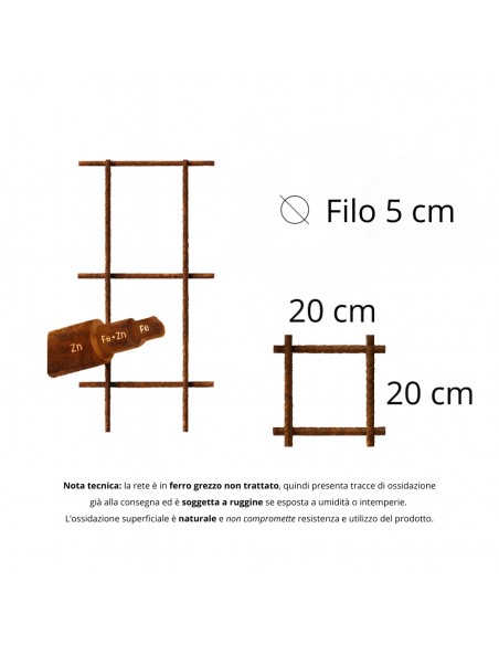 Rete Elettrosaldata Edilizia Ferro Grezzo Ø 5 mm Maglia 20x20 cm Foglio 1,5x1 m