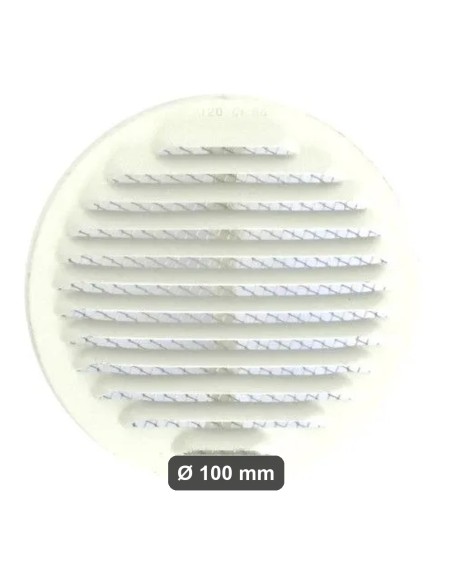 Griglia aerazione alluminio bianca tonda Ø100 mm c/rete