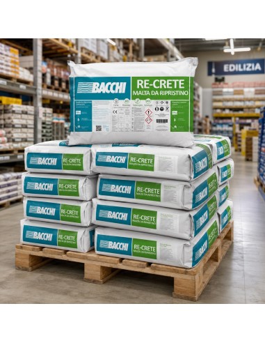 Bacchi RE-CRETE Malta Cementizia Tixotropica Fibrorinforzata Antiritiro 18 Kg