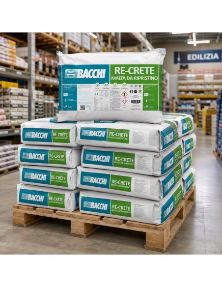 Bacchi RE-CRETE Malta Cementizia Tixotropica Fibrorinforzata Antiritiro 18 Kg