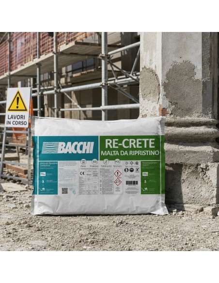 Bacchi RE-CRETE Malta Cementizia Tixotropica Fibrorinforzata Antiritiro 18 Kg