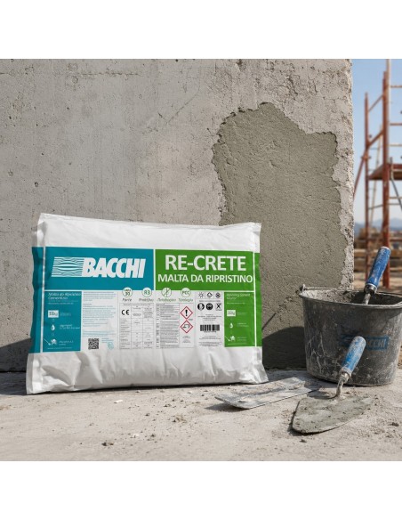 Bacchi RE-CRETE Malta Cementizia Tixotropica Fibrorinforzata Antiritiro 18 Kg