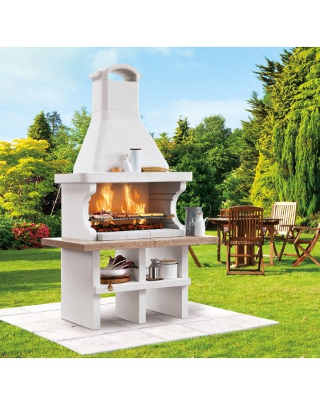 Barbecue in Cemento Pianosa Rosso Piano Effetto Granito Maxi Griglia Refrattario