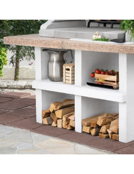 Barbecue in Cemento Pianosa Rosso Piano Effetto Granito Maxi Griglia Refrattario