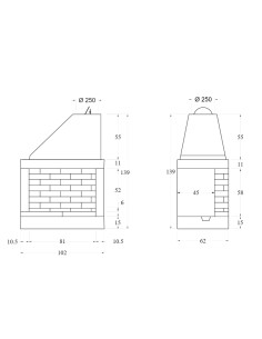Camino a Legna Prefabbricato Focolare Refrattario Semiaperto A Sinistra QR100FSX 2