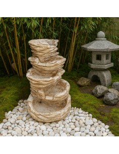 Fontana Giardino Niagara Marrone Calcestruzzo Senza Rubinetto 70 x 60 x h.95 cm 2